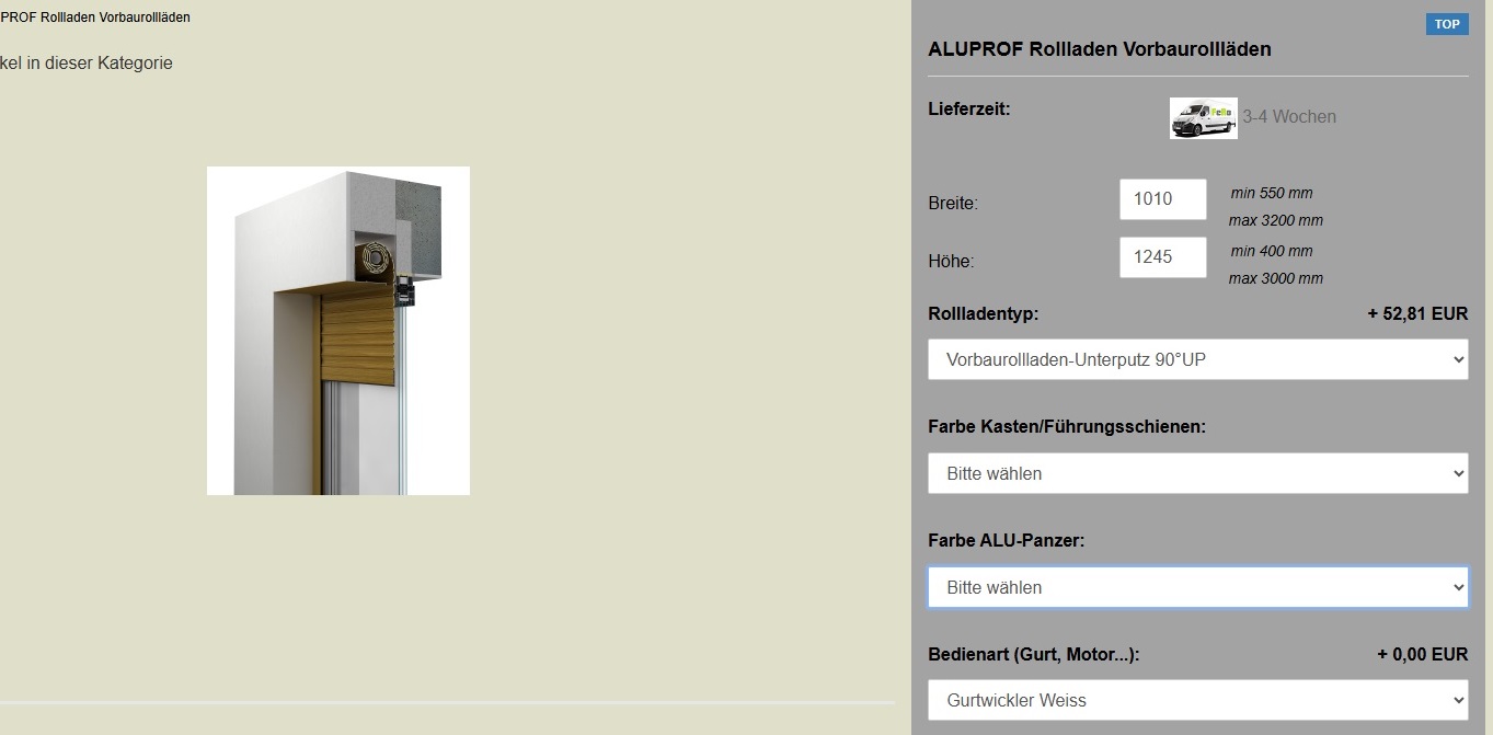 Vorbaurollladen online konfigurieren